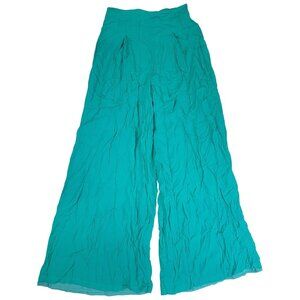 GeeGee Wide Leg Pants Jade Green Smocked Elastic Waist Womens Small New